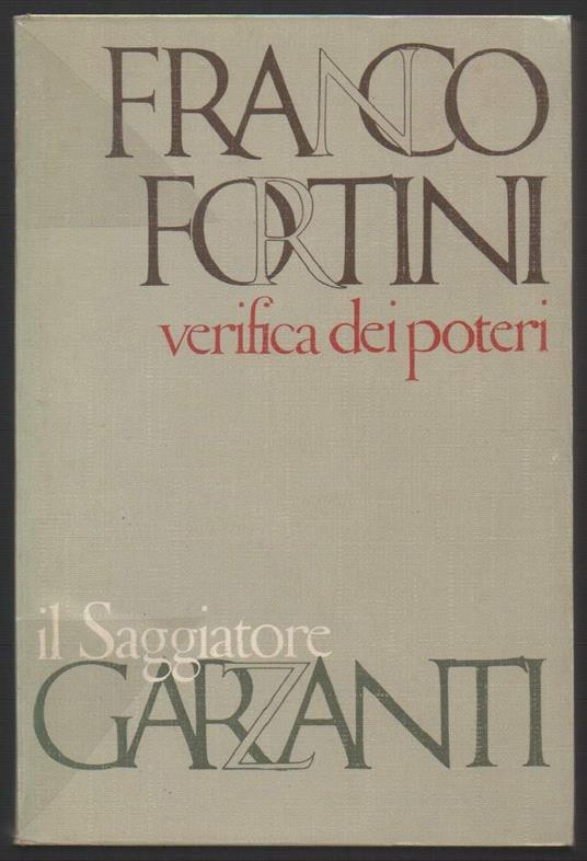 Verifica Dei Poteri Scritti di Critica e di Istituzioni Letterarie  - Franco Fortini - copertina