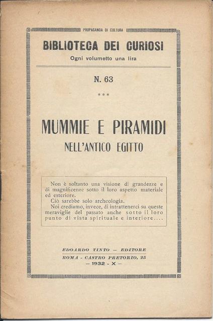 Mummie e Piramidi Nell'antico Egitto  - copertina