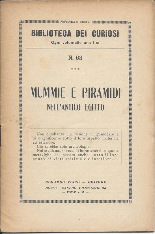 Mummie e Piramidi Nell'antico Egitto  - copertina