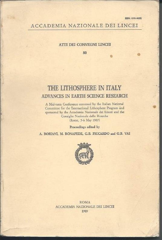 The Lithosphere in Italy - Advances in Earth Science Research  - copertina