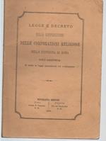 Legge e Decreto Sulla Soppressione Delle Corporazioni Religiose Nella Provincia di Roma 