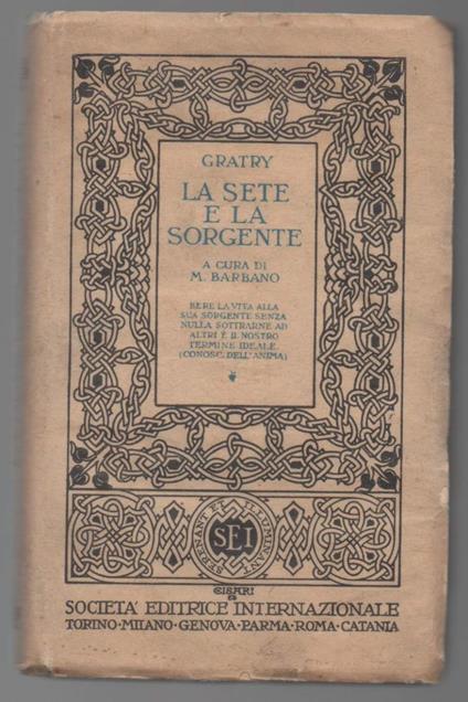 La Sete e La Sorgente  - Alphonse Gratry - copertina