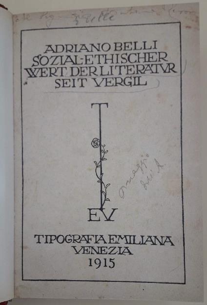 Sozial-ethischer Wert Der Literatur Seit Vergil - copertina