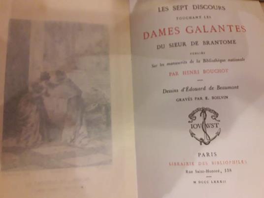 Les Sept Discours Touchant Les Dames Galantes Du Sieur De Brantome-iii Tomo - copertina