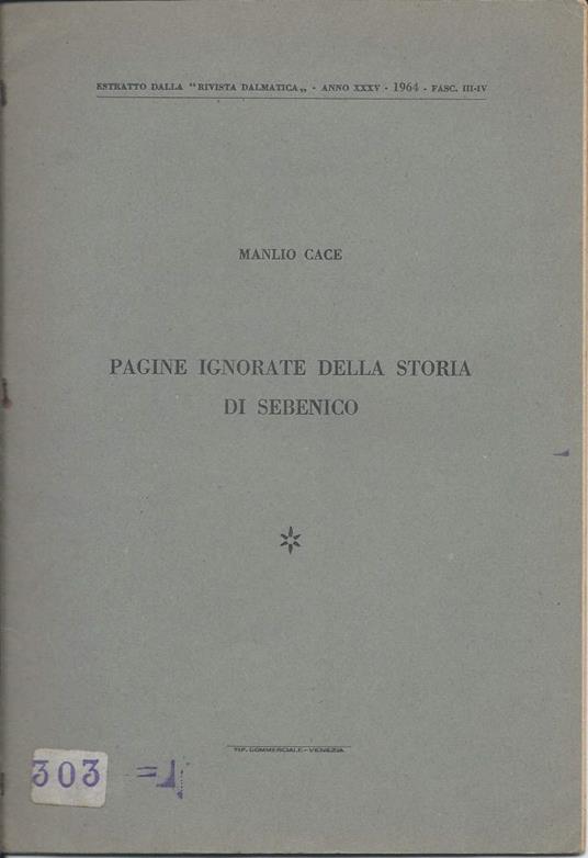 Pagine Ignorate Della Storia di Sebenico  - copertina