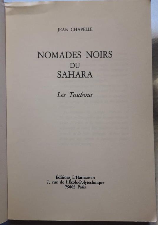 Nomades Noirs Du Sahara- Les Toubous - copertina