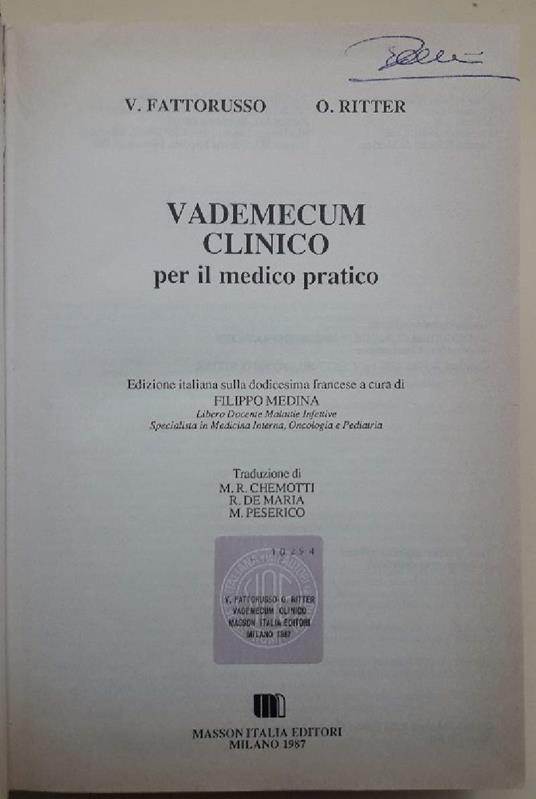 Vademecum Clinico per Il Medico Pratico - copertina