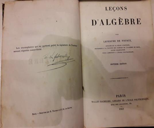 Lecons D'algebre  - copertina