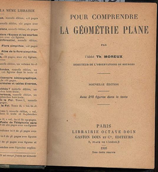 Pour Comprendre La Geometrie Plane/pour Continuer La Geometrie Plane/pour Comprendre La Geometrie Dans L'espace Et Les - copertina