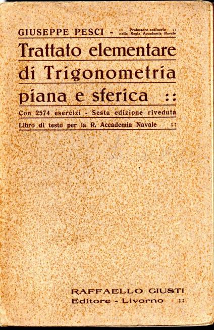 Trattato Elementare di Trigonometria Piana e Sferica - copertina