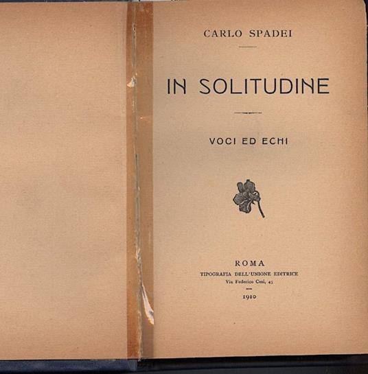 In Solitudine-voci Ed Echi - copertina