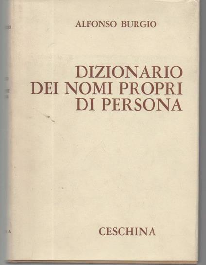 Dizionario Dei Nomi Propri di Persona - Alfonso Burgio - copertina