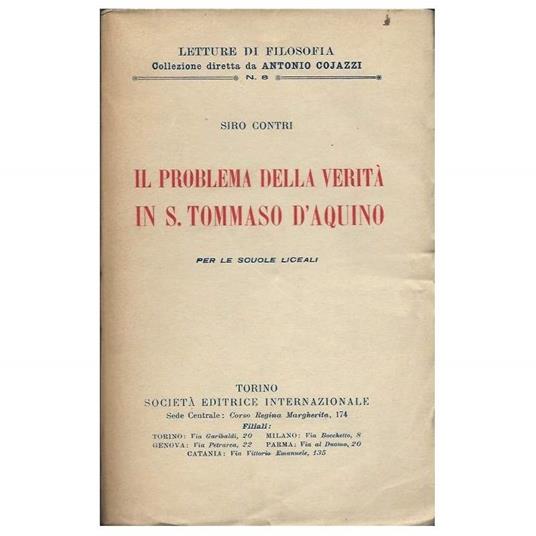 Il Problema Della Veritë in S. Tommaso D'aquino - Siro Contri - copertina