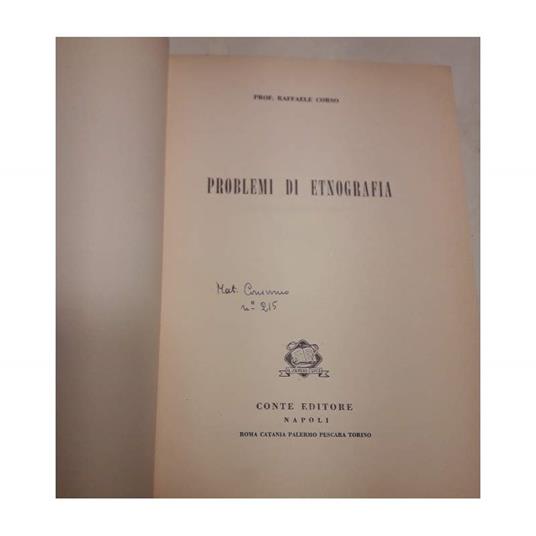 Problemi di Etnografia - Raffaele Corso - copertina