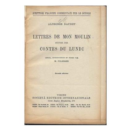 Lettres De Mon Moulin Suivies Des Contes Du Lundi - Alphonse Daudet - copertina