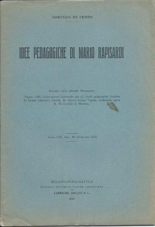 Idee Pedagogiche di Mario Rapisardi  - Domenico De Cristo - copertina