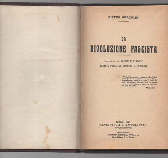 La Rivoluzione Fascista  - Pietro Gorgolini - copertina