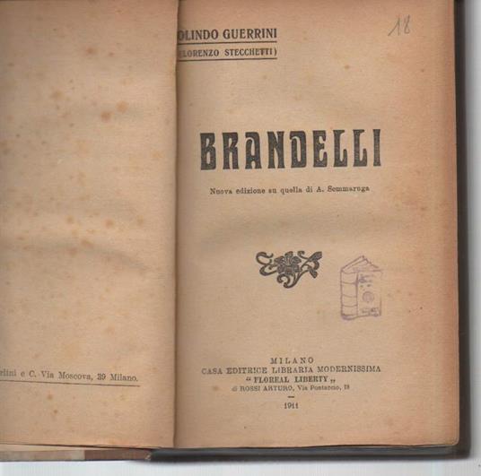 Brandelli-nuova Edizione su Quella di A. Sommaruga  - Olindo Guerrini - copertina