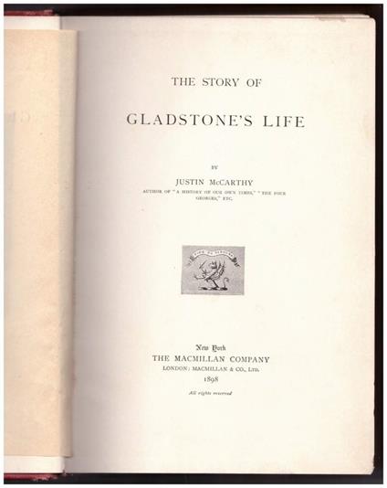The Story Of Gladstonès Life  - Justin McCarthy - copertina