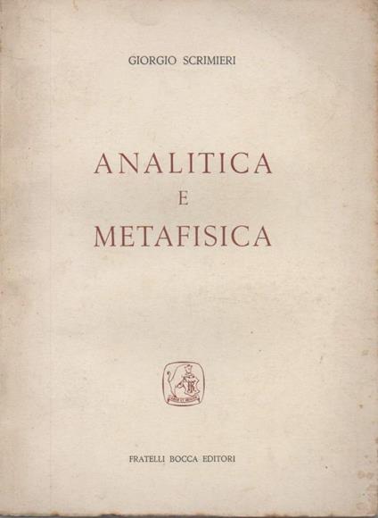 Analitica e Metafisica  - Giorgio Scrimieri - copertina