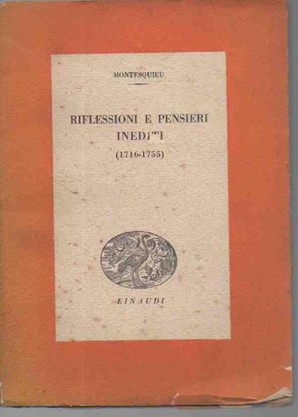 Riflessioni e Pensieri Inediti- - Charles L. de Montesquieu - copertina