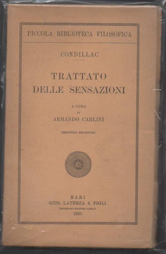 Trattato Delle Sensazioni  - Étienne Condillac - copertina