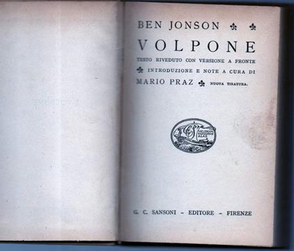 Volpone  - Ben Jonson - copertina