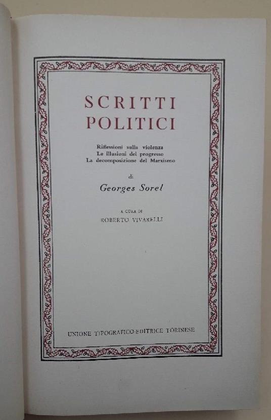 Sorel-scritti Politici - Georges Sorel - copertina