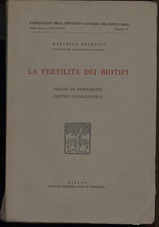 La Fertilita Dei Biotipi-saggio di Demografia Costituzionalistica - Marcello Boldrini - copertina