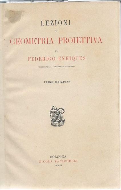 Lezioni di Geometria Proiettiva  - Federigo Enriques - copertina