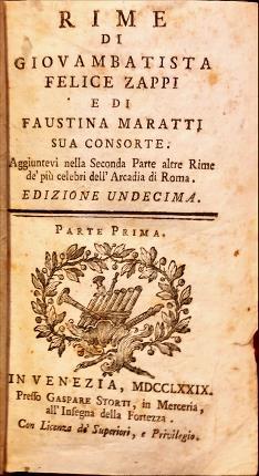 Rime di Giovambattista Felice Zappi e Faustina Maratti sua consorte - copertina