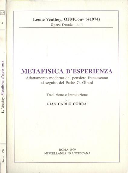 Metafisica d' esperienza - Leone Veuthey - copertina