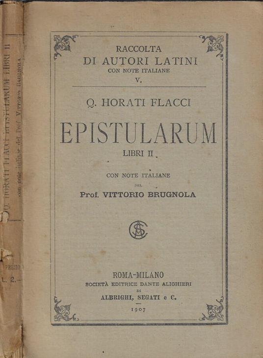 Epistularium Libri II - Q. Flacco Orazio - copertina