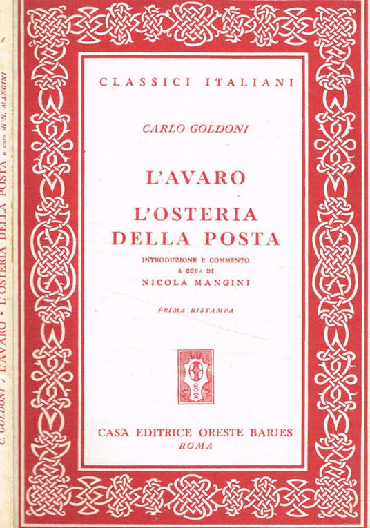 L' Avaro. L'osteria della posta - Carlo Goldoni - copertina