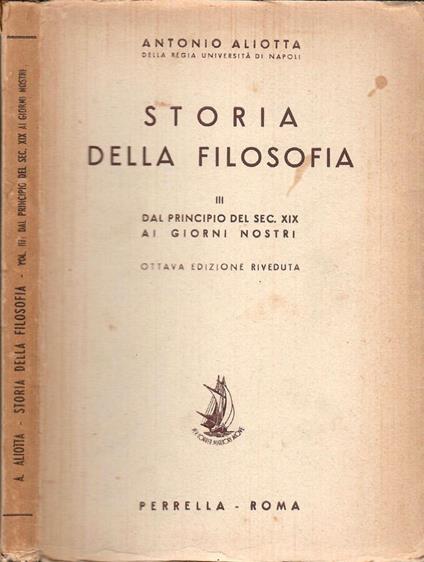 Storia della filosofia - Antonio Aliotta - copertina