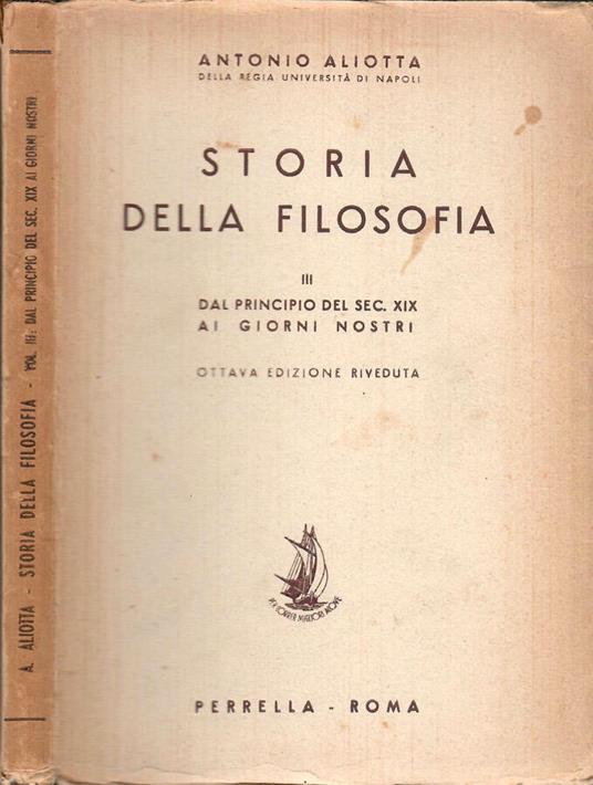 Storia della filosofia - Antonio Aliotta - copertina