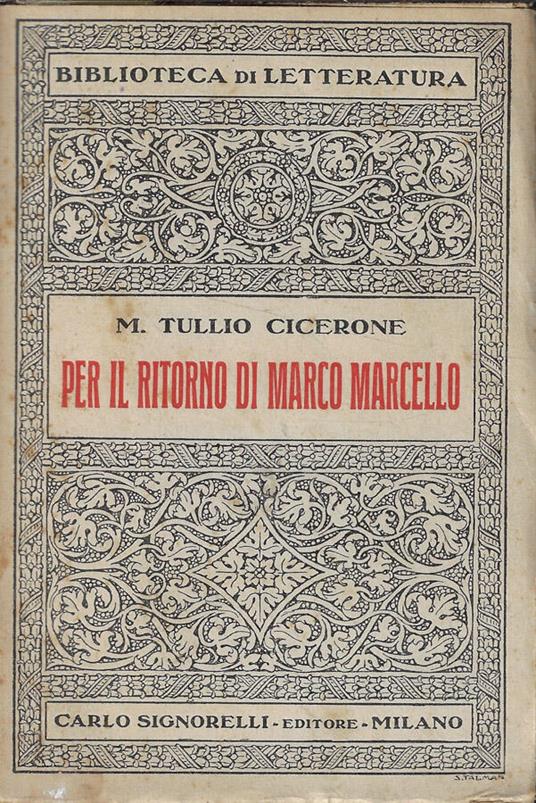 Per il ritorno di Marco Marcello - M. Tullio Cicerone - copertina