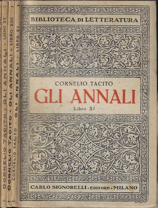 Glia annali Libro XI-XIII-XV-XVI - P. Cornelio Tacito - copertina