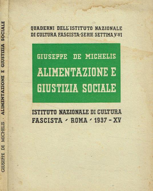 Alimentazione e giustizia sociale - Giuseppe De Micheli - copertina