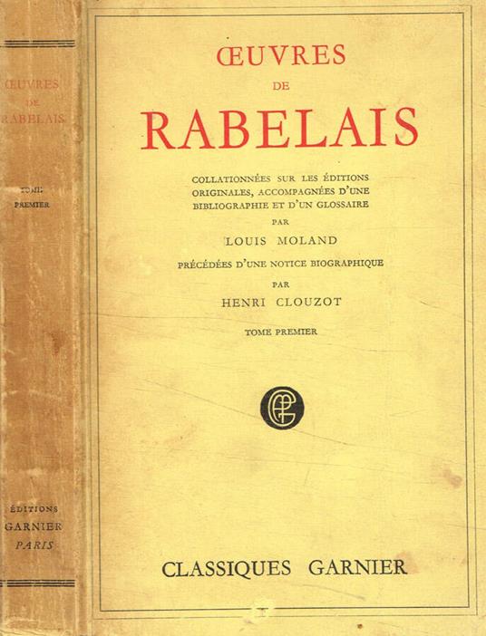 Oeuvres de rabelais tome I - François Rabelais - copertina