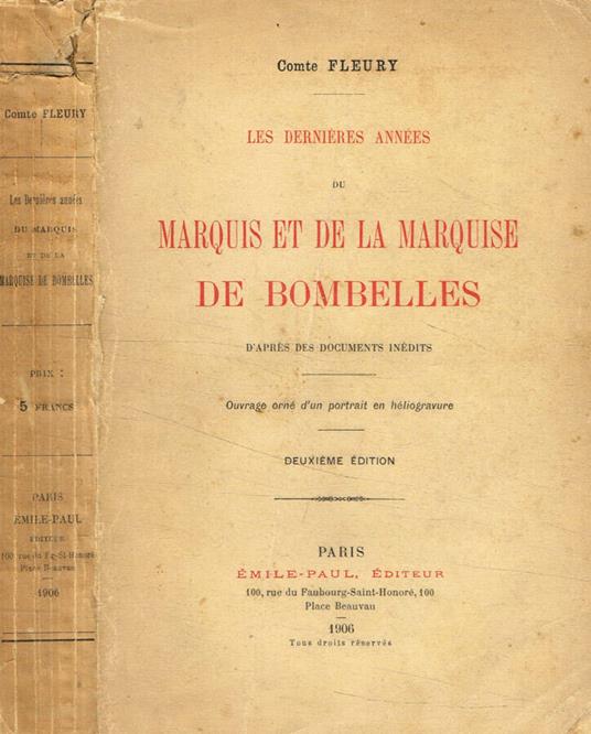 Les dernières années du Marquis et de la marquise de bombelles - copertina