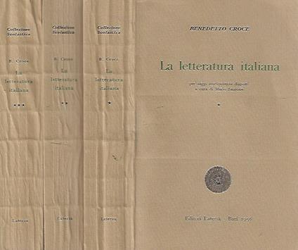 La letteratura italiana, per saggi storicamente disposti, a cura di Mario Sansone - Benedetto Croce - copertina