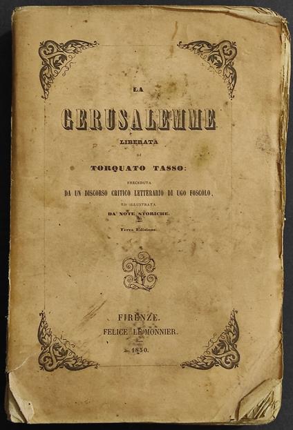 La Gerusalemme Liberata - T. Tasso - Ed. Le Monnier - Torquato Tasso - copertina