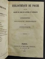 Bib. Poche - Curiosites Philologiques Geographiques Ethnlogiques