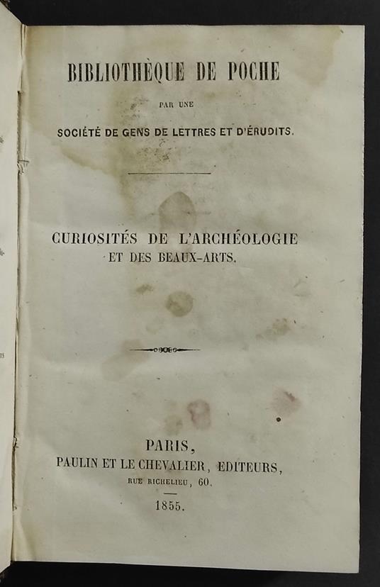 Bib. Poche - Curiosites Archeologie et Beaux-Arts - Ed. Paulin - copertina