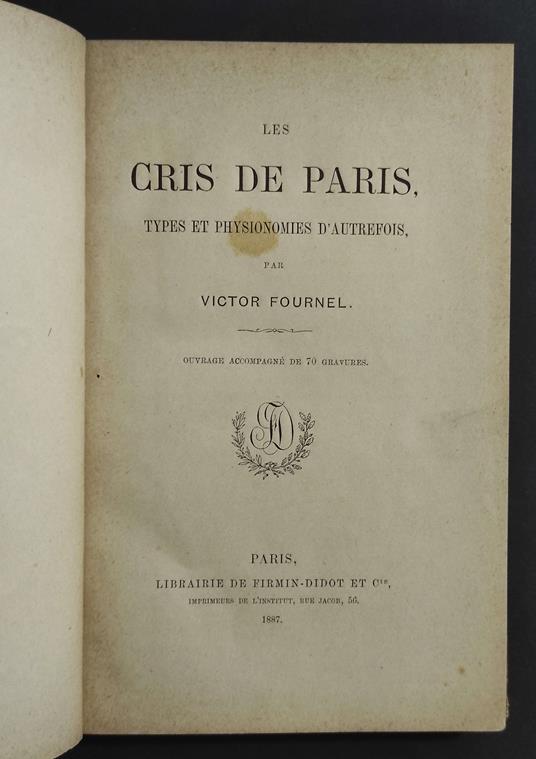 Les Cris De Paris - V. Fournel - Ed. Firmin-Didot - copertina