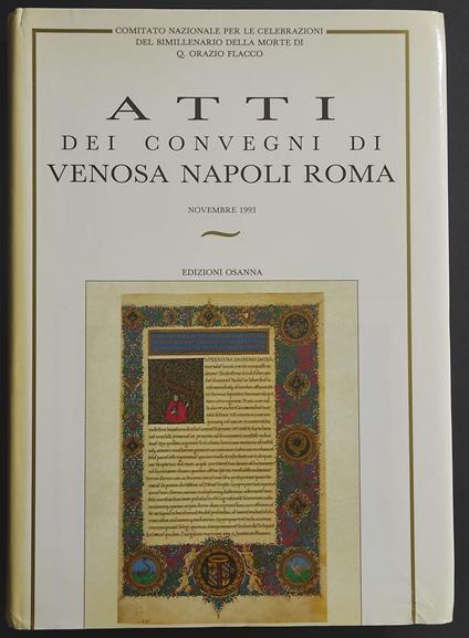 Atti dei Convegni di Venosa Napoli Roma - Ed. Osanna Venosa - copertina