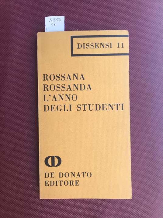 L' anno degli studenti - Rossana Rossanda - copertina