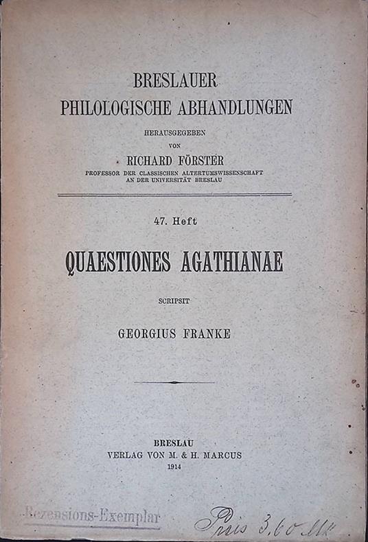 Quaestiones Agathianae - copertina