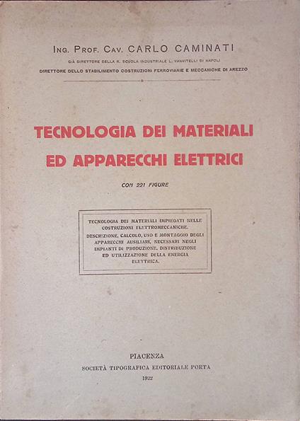Tecnologia dei materiali ed apparecchi elettrici - copertina